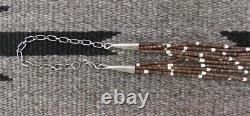 Layered Necklace, Native American Zuni 5 Strand Heishi 30 Inch Necklace