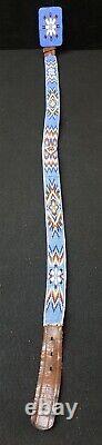 Leather Hand Beaded Star Design Native American Indian Belt And Beaded Buckle