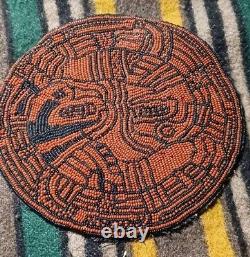 Lg. Native American Beaded Medallion Old Mississippian Culture Design Nice