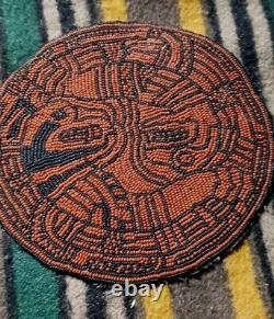 Lg. Native American Beaded Medallion Old Mississippian Culture Design Nice