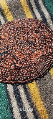 Lg. Native American Beaded Medallion Old Mississippian Culture Design Nice