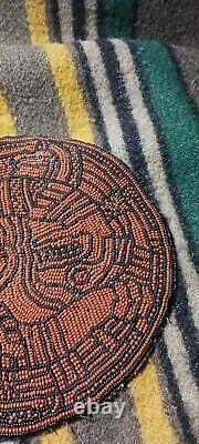 Lg. Native American Beaded Medallion Old Mississippian Culture Design Nice