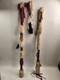 Lot 2 Native American Indian Beaded Feathers Ceremonial Coup Walking Stick Decor