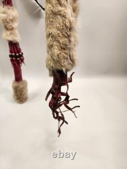 Lot 2 Native American Indian Beaded Feathers Ceremonial Coup Walking Stick Decor