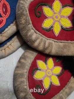 Lot Of 7 Pairs Beautiful Vintage Native American Beaded Moccasins