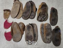 Lot Of 7 Pairs Beautiful Vintage Native American Beaded Moccasins