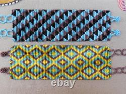 Lot of Contemporary Native American Beaded Articles Bracelet Earrings Pouch