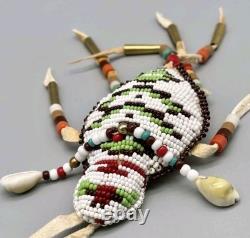 Lovely Native American Lakota Beaded Creature Umbilical Fetish Turtle or Lizard