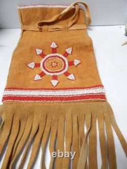 MID Century Plains Cree Indian Pony Beaded Tobacco Bag / Pouch Clean