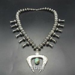 Magnificent NAVAJO Mercury Dime Bead SQUASH BLOSSOM Necklace with Cast Naja 363g