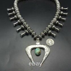 Magnificent NAVAJO Mercury Dime Bead SQUASH BLOSSOM Necklace with Cast Naja 363g