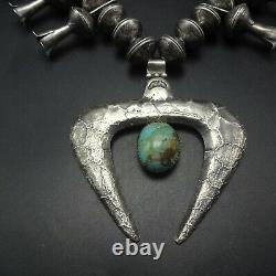 Magnificent NAVAJO Mercury Dime Bead SQUASH BLOSSOM Necklace with Cast Naja 363g