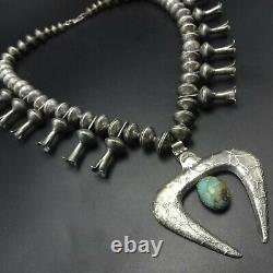 Magnificent NAVAJO Mercury Dime Bead SQUASH BLOSSOM Necklace with Cast Naja 363g