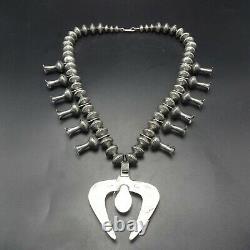 Magnificent NAVAJO Mercury Dime Bead SQUASH BLOSSOM Necklace with Cast Naja 363g