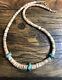 Men's 20 1/2 Vintage Turquoise Heishi Necklace Silver Beads Clasp 925