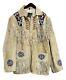 Men's Native American Western Jacket Suede Leather Fringes & Beads Work Coat