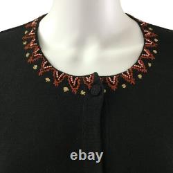 Michael Simon Cardigan XL Beaded Embroidered Native American Pottery Jars Ethnic