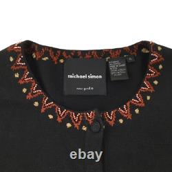 Michael Simon Cardigan XL Beaded Embroidered Native American Pottery Jars Ethnic