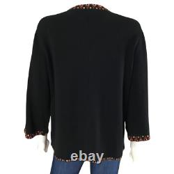 Michael Simon Cardigan XL Beaded Embroidered Native American Pottery Jars Ethnic