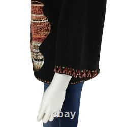 Michael Simon Cardigan XL Beaded Embroidered Native American Pottery Jars Ethnic