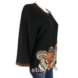 Michael Simon Cardigan XL Beaded Embroidered Native American Pottery Jars Ethnic