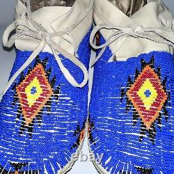 Moccasins Beaded Native American Cheyenne Full Sinew Sewn Skin Adult Vintage