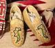 NATIVE AMERICAN BEADED CHEYENNE CHILD MOCCASINS w SEED BEADED LIZARD, VTG