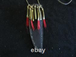 NATIVE AMERICAN BEADED LEATHER KNIFE SHEATH, with NECK STRAP, SD-062105650