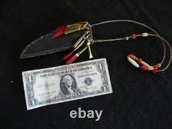 NATIVE AMERICAN BEADED LEATHER KNIFE SHEATH, with NECK STRAP, SD-062105650