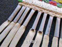 NATIVE AMERICAN BEADED LEATHER MEDICINE BAG with CONE FRINGES, PORT-092307922