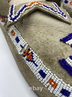 NATIVE AMERICAN BEADED MOCCASINS, Rare Pinwheel Beads, Unknown Age
