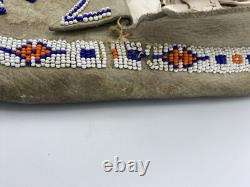 NATIVE AMERICAN BEADED MOCCASINS, Rare Pinwheel Beads, Unknown Age