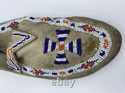 NATIVE AMERICAN BEADED MOCCASINS, Rare Pinwheel Beads, Unknown Age
