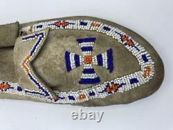 NATIVE AMERICAN BEADED MOCCASINS, Rare Pinwheel Beads, Unknown Age