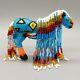 NATIVE AMERICAN BEADWORK-BEADED FANCY BLUE HORSE by DENISE GCHACHU-ZUNI