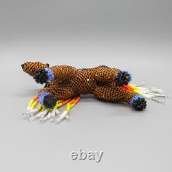 NATIVE AMERICAN BEADWORK-BROWN BEADED HORSE by FARON GCHACHU-ZUNI