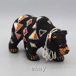 NATIVE AMERICAN BEADWORK-LARGE BEADED BLACK BEAR by DENISE & FARON GCHACHU-ZUNI