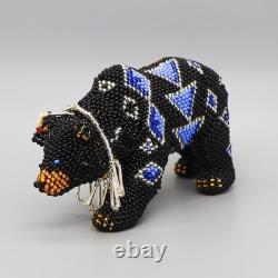NATIVE AMERICAN BEADWORK-LARGE BEADED BLACK BEAR by DENISE & FARON GCHACHU-ZUNI