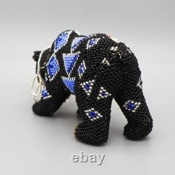 NATIVE AMERICAN BEADWORK-LARGE BEADED BLACK BEAR by DENISE & FARON GCHACHU-ZUNI