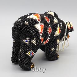NATIVE AMERICAN BEADWORK-LARGE BEADED BLACK BEAR by DENISE & FARON GCHACHU-ZUNI