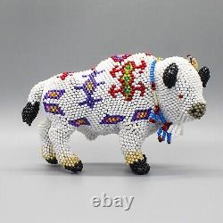 NATIVE AMERICAN BEADWORK-LARGE WHITE BUFFALO by DENISE & FARON GCHACHU-ZUNI