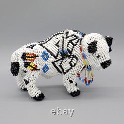 NATIVE AMERICAN BEADWORK-LARGE WHITE BUFFALO by DENISE & FARON GCHACHU-ZUNI