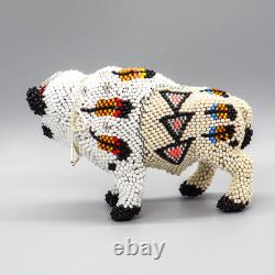 NATIVE AMERICAN BEADWORK-LARGE WHITE BUFFALO by DENISE & FARON GCHACHU-ZUNI