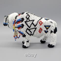 NATIVE AMERICAN BEADWORK-LARGE WHITE BUFFALO by DENISE & FARON GCHACHU-ZUNI