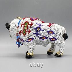 NATIVE AMERICAN BEADWORK-LARGE WHITE BUFFALO by DENISE & FARON GCHACHU-ZUNI