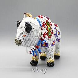 NATIVE AMERICAN BEADWORK-LARGE WHITE BUFFALO by DENISE & FARON GCHACHU-ZUNI