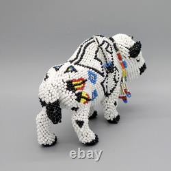 NATIVE AMERICAN BEADWORK-LARGE WHITE BUFFALO by DENISE & FARON GCHACHU-ZUNI