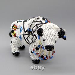 NATIVE AMERICAN BEADWORK-LARGE WHITE BUFFALO by DENISE & FARON GCHACHU-ZUNI