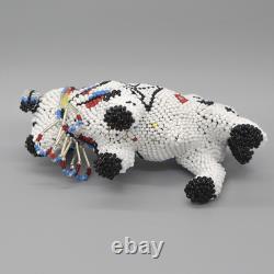 NATIVE AMERICAN BEADWORK-LARGE WHITE BUFFALO by DENISE & FARON GCHACHU-ZUNI