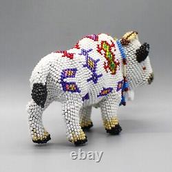 NATIVE AMERICAN BEADWORK-LARGE WHITE BUFFALO by DENISE & FARON GCHACHU-ZUNI